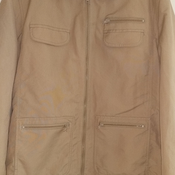 London Fog Dark Khaki Fur Lined Coat sz 42 - Picture 3 of 9